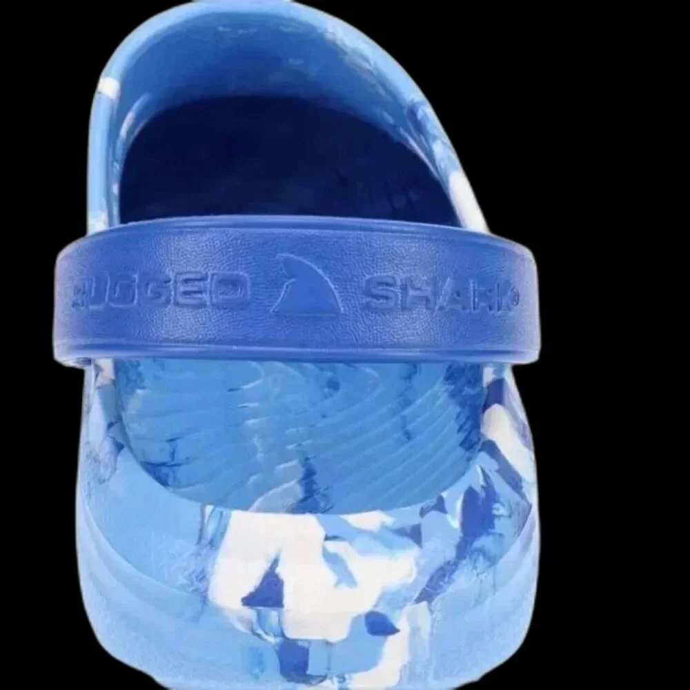 Rugged Shark Men’s Clogs SIZE 8 Blue Swirl Sandals Waterproof Floatable NEW